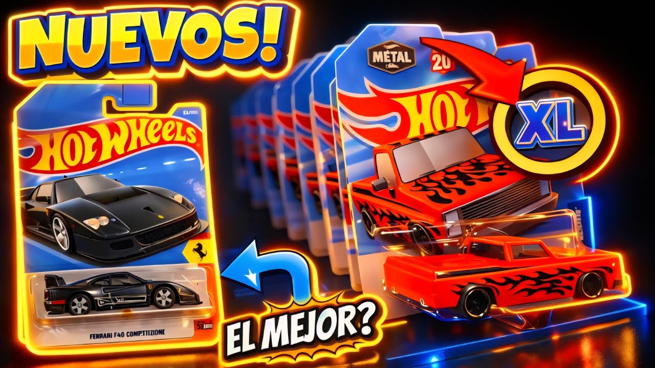 NUEVOS HOT WHEELS XL CON CHEVY SILVERADO, NISSAN SKYLINE Y SUPER TH FERRARI F40