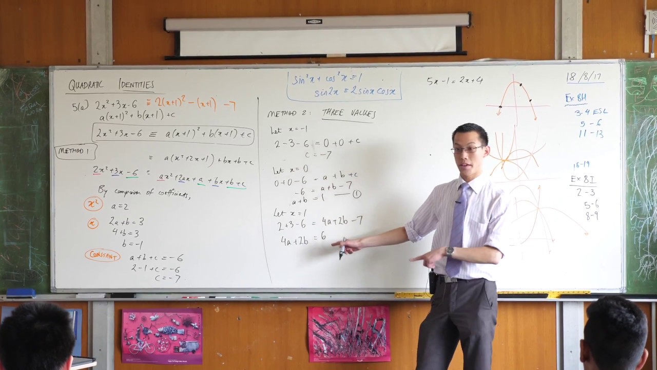 Quadratic Identities (2 of 2: Using three arbitrary values)