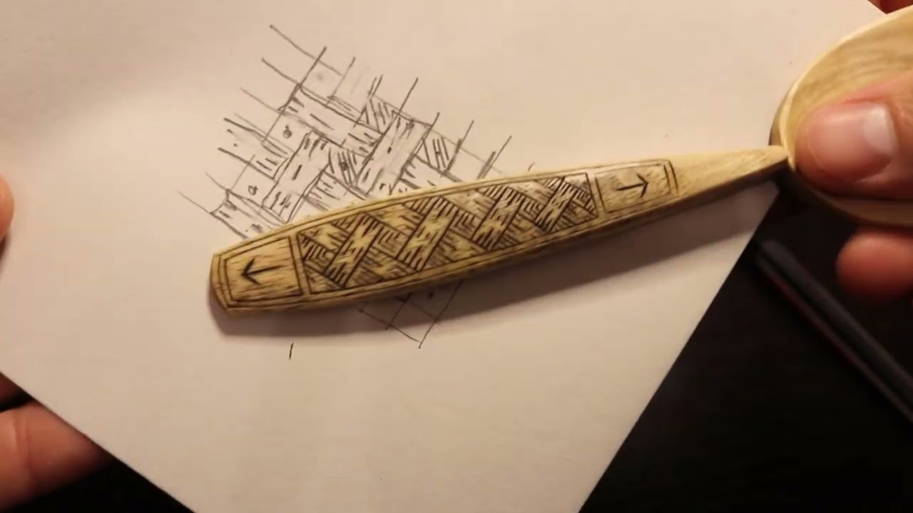 Kolrosing Tutorial: Learn How to Draw and Kolrose a Simple Basket Weave on a Wooden Spoon