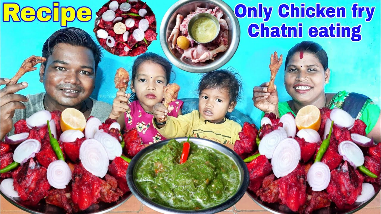 Chicken fry recipe  | today Chicken fry with chatni eating | Ramesh village eating