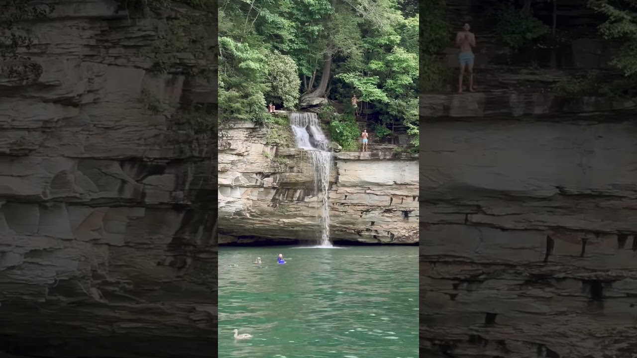 All it takes is a little courage&hellip; Cliff jumping on Summersville Lake #cliffjumping #westvirginia