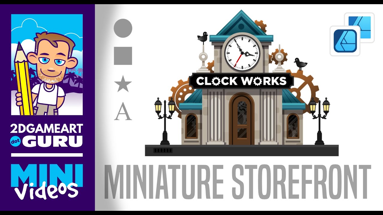 Affinity Designer Mini Tutorial - Miniature Storefront design using basic shapes [workflow]