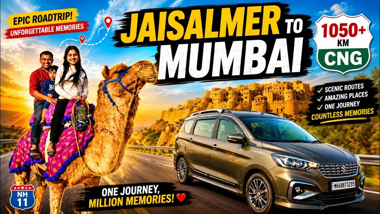 Jaisalmer to Mumbai by Road 🚘 | Non-Stop Desert to Dream City Journey on CNG 🔥| #roadtrip | CNG Car🚘