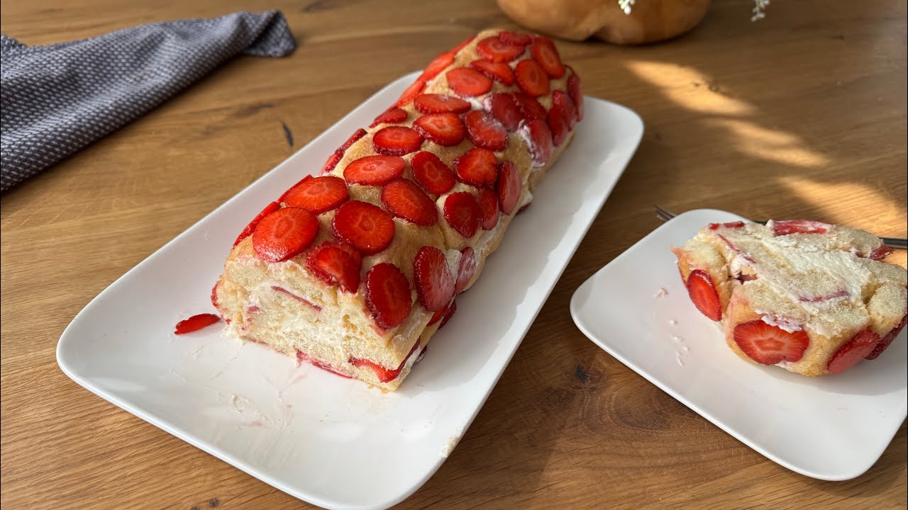 Erdbeerrolle No Bake einfach lecker 🍓❤️