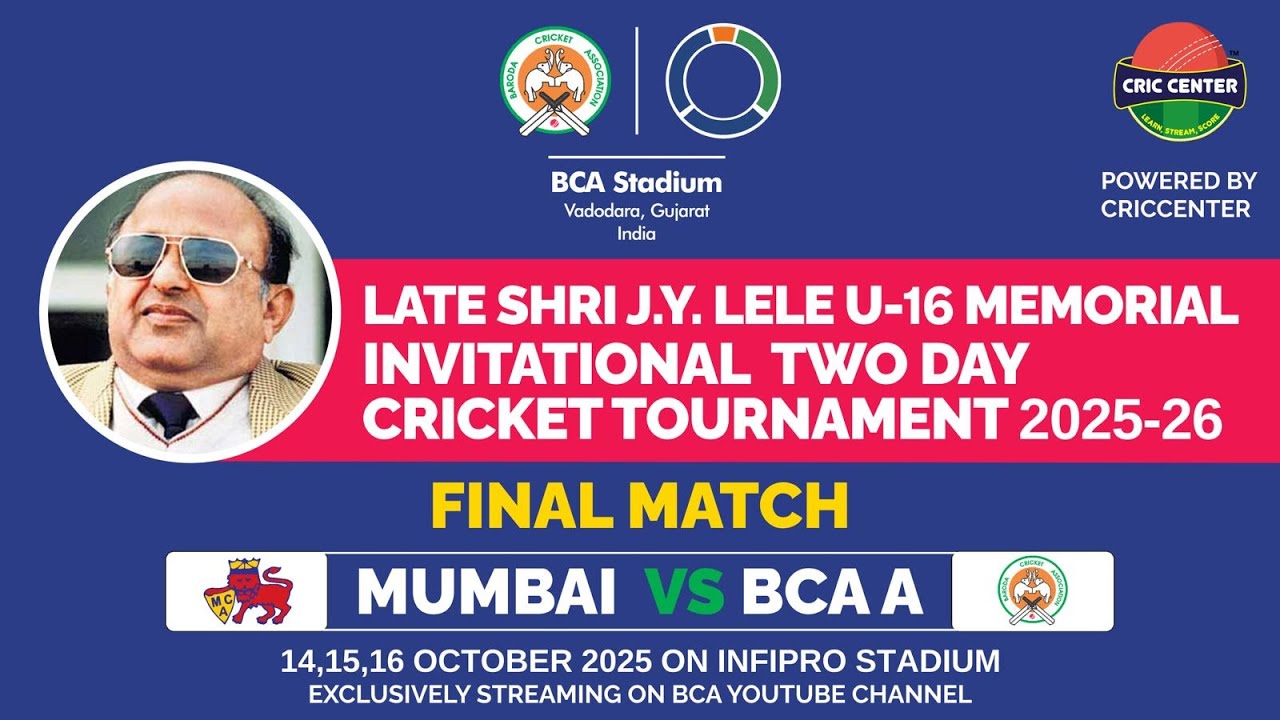 MUMBAI V/S BCA- A - LATE SHRI J.Y LELE U-16 TOURNAMENT - INFIPRO STADIUM  - FINAL DAY - FINAL MATCH