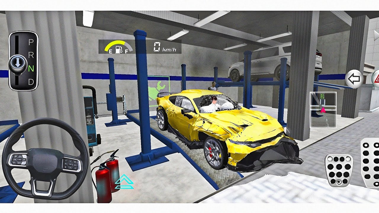 Crashed Golden Mustang GT at Auto Repair Shop 🧑‍🔧⚙️ 3D Driving Class Android Gameplay 