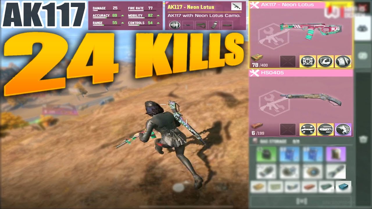 I stole a Aimbot AK117 from enemy to Fight 1 vs Squad in CLOSE to MID RANGE w/ New skin HS0405