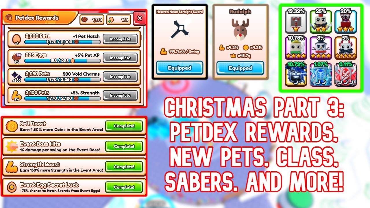 🎅Everything New In Christmas Part 3 In Saber Simulator! 🎅(Petdex, Pets, & More!)