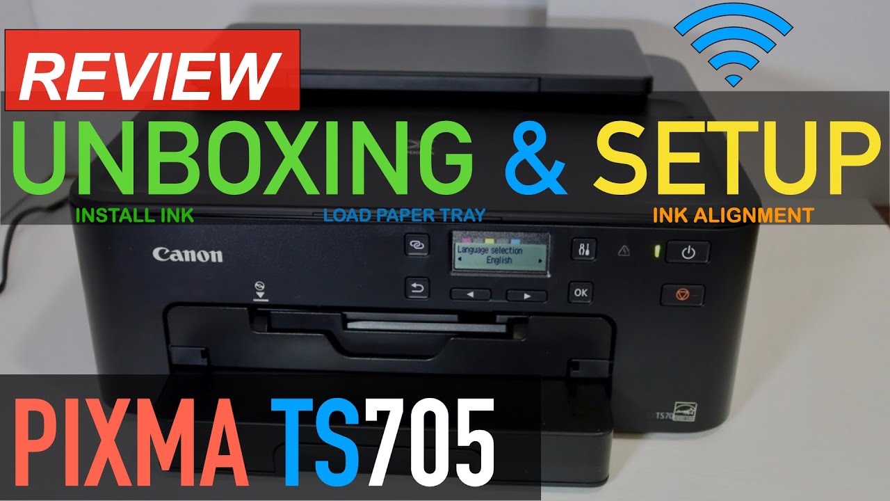 Canon PIXMA TS705, TS704 SetUp, Unboxing, Installing Ink, Load Paper Tray, Ink Alignment & Review !!