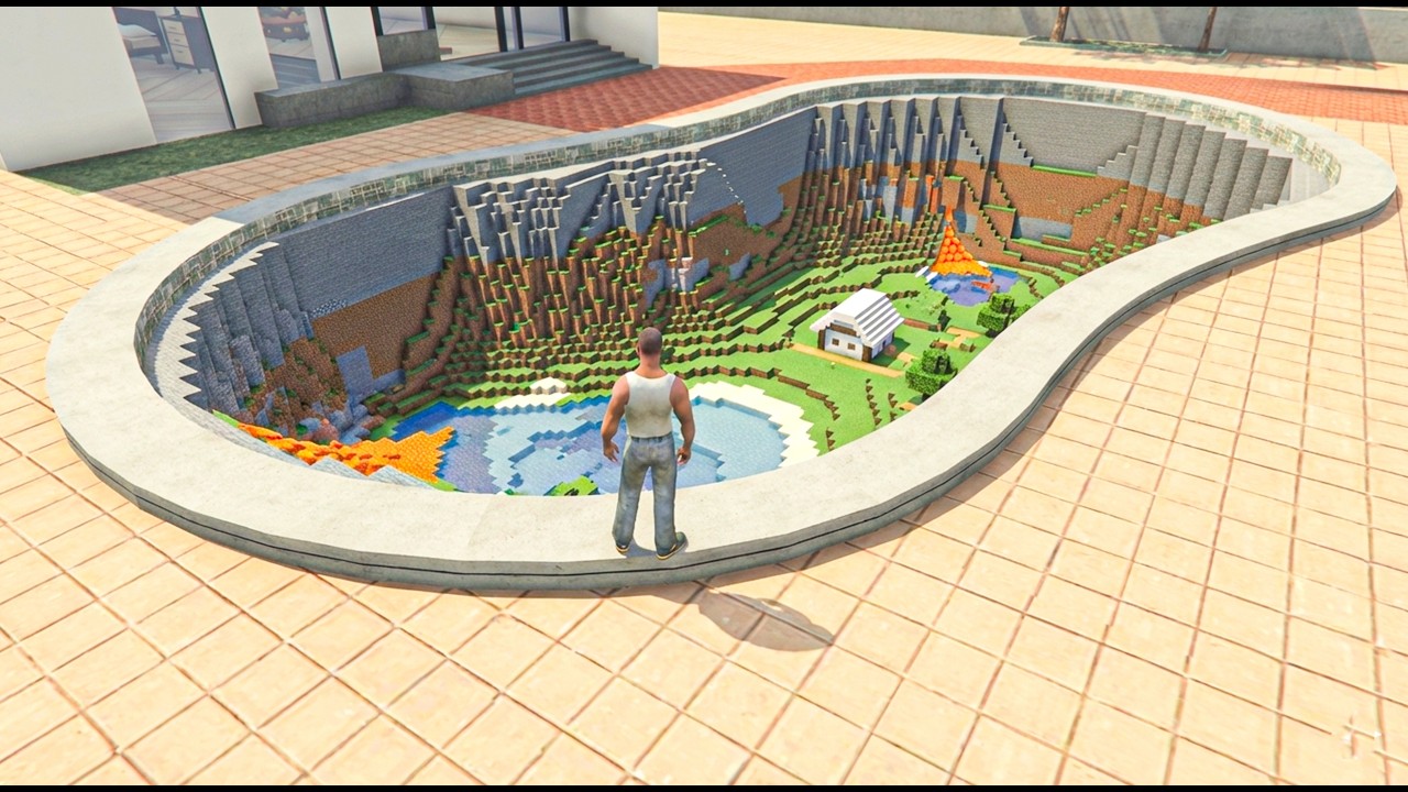 FRANKLIN FOUND A MINECRAFT WORLD INSIDE HIS SWIMMING POOL in Indian Bikes Driving