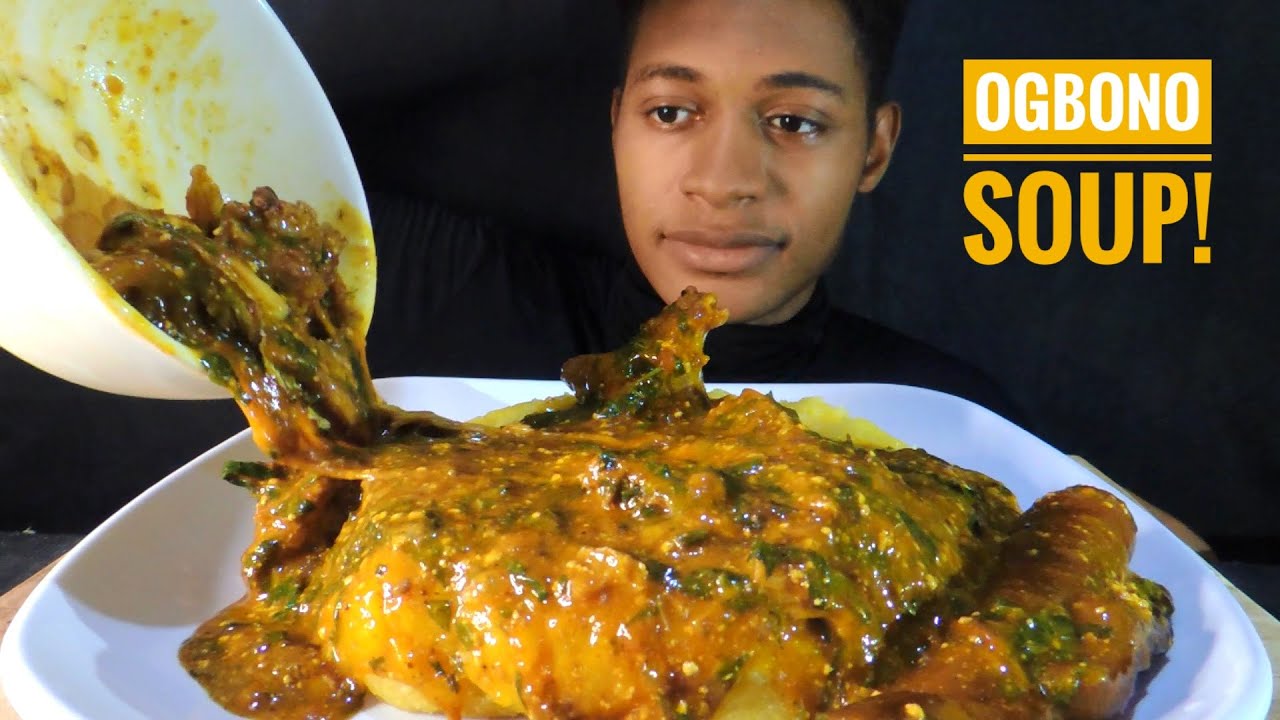 ASMR GOOEY EATING AFRICAN NIGERIAN FUFU AND OGBONO SOUP MUKBANG(No talking)eating sounds|food Monger