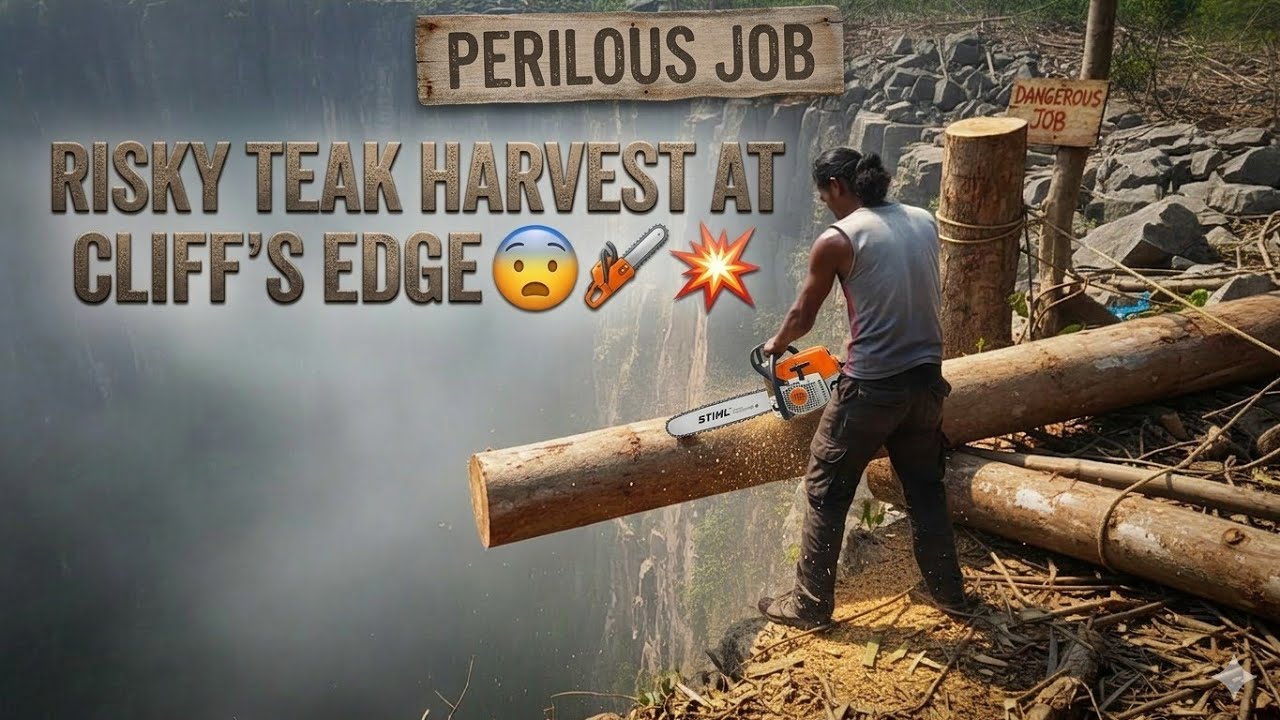 Pro Arborist vs. Giant Teak Tree | High Risk Cliffside Removal