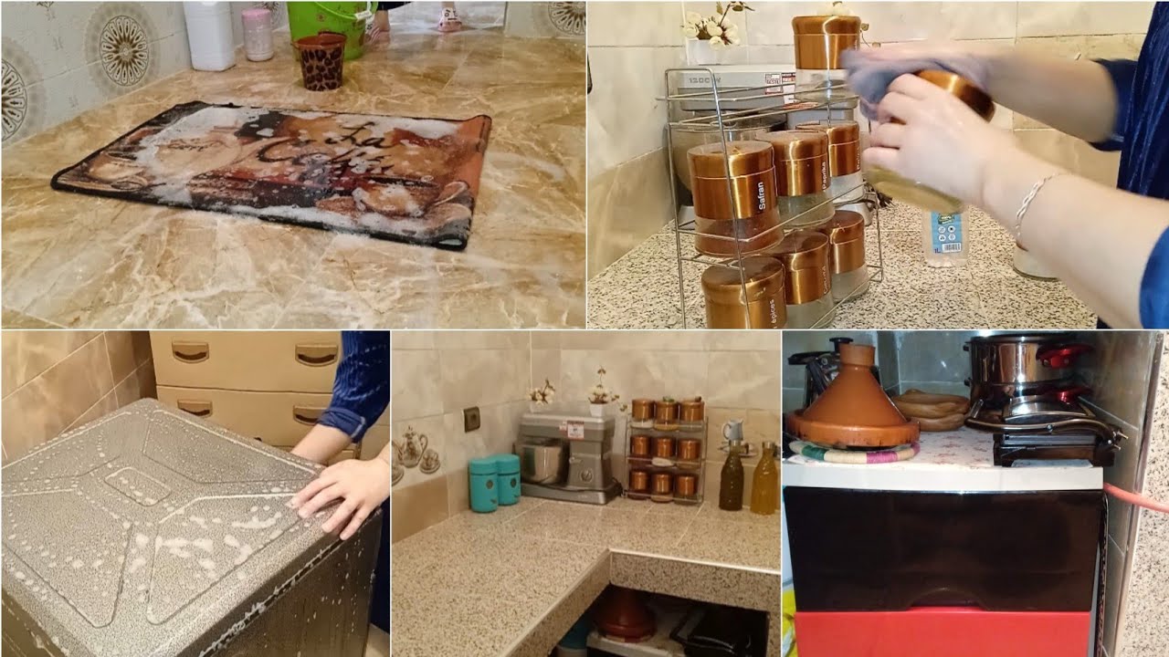 روتيني في تنظيف المطبخ💞جولة خفيفة في مطبخي الصغير/روتين الأسبوعي