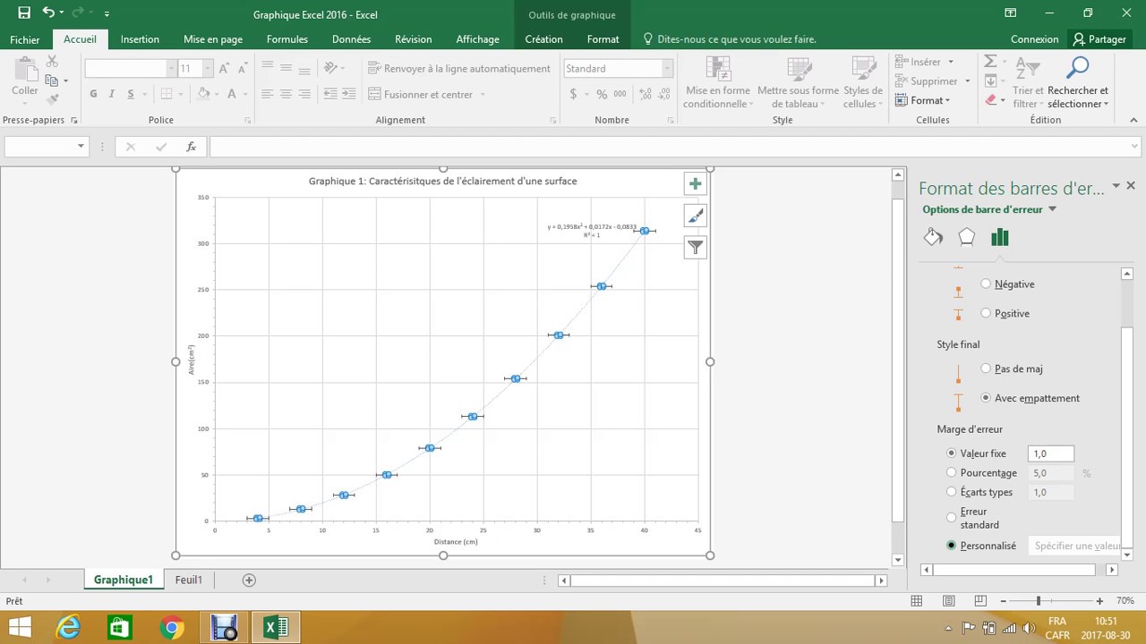 Création de graphique avec Excel (version 2016)