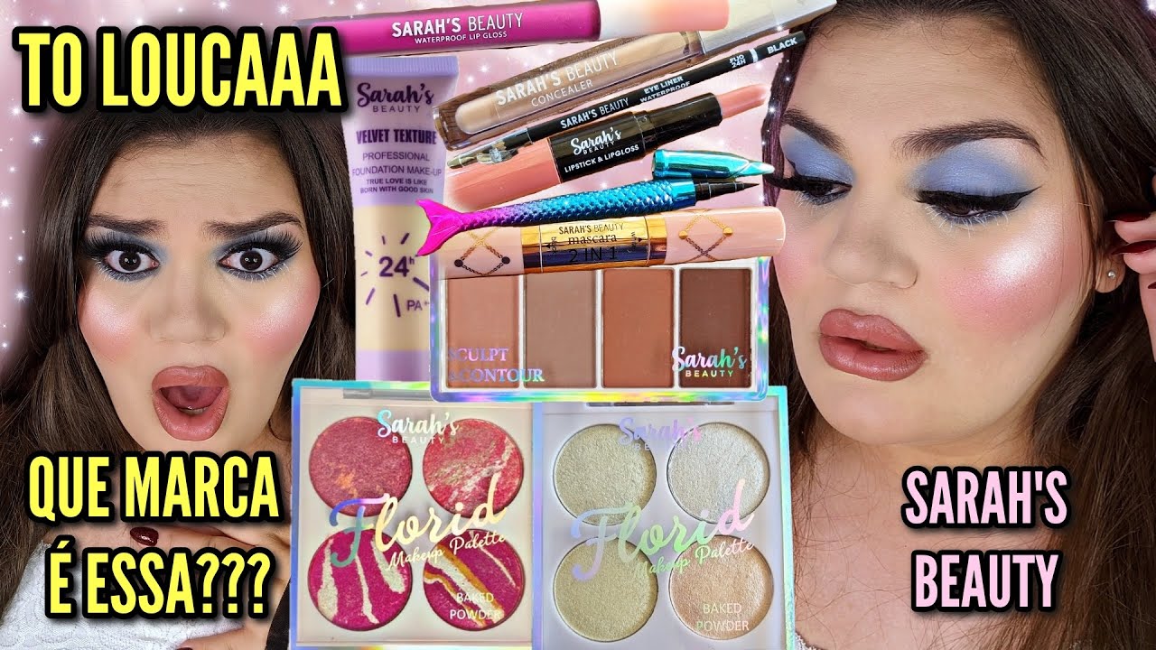 TESTANDO MAKES SARAH'S BEAUTY | MARCA DE MAQUIAGEM BARATA LANÇAMENTO