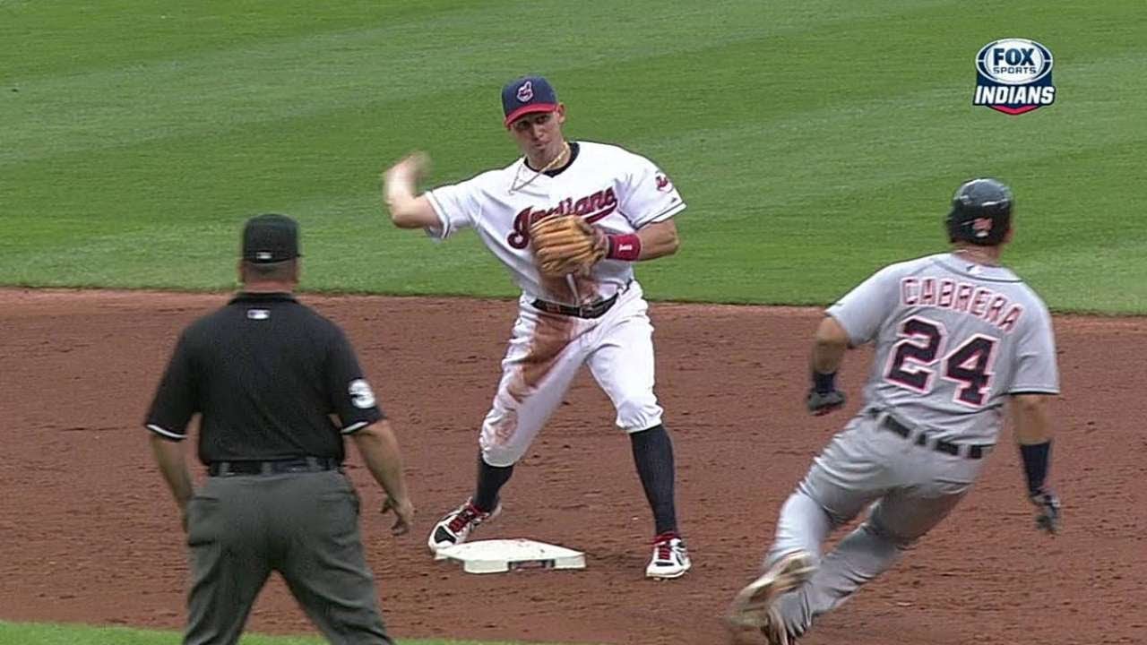 DET@CLE: Masterson starts double play on a comebacker