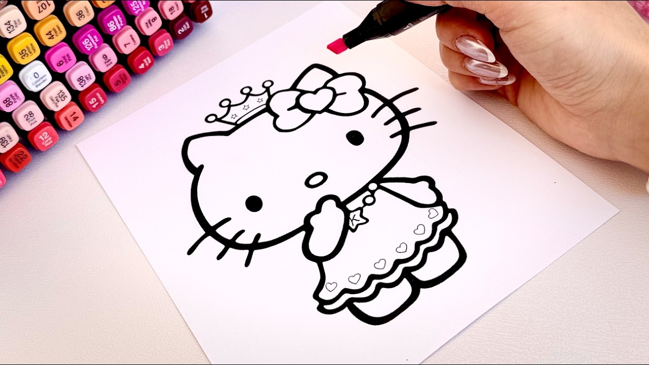 Satisfying Hello Kitty Coloring | Calm Art for Stress Relief 💞⭐️👑
