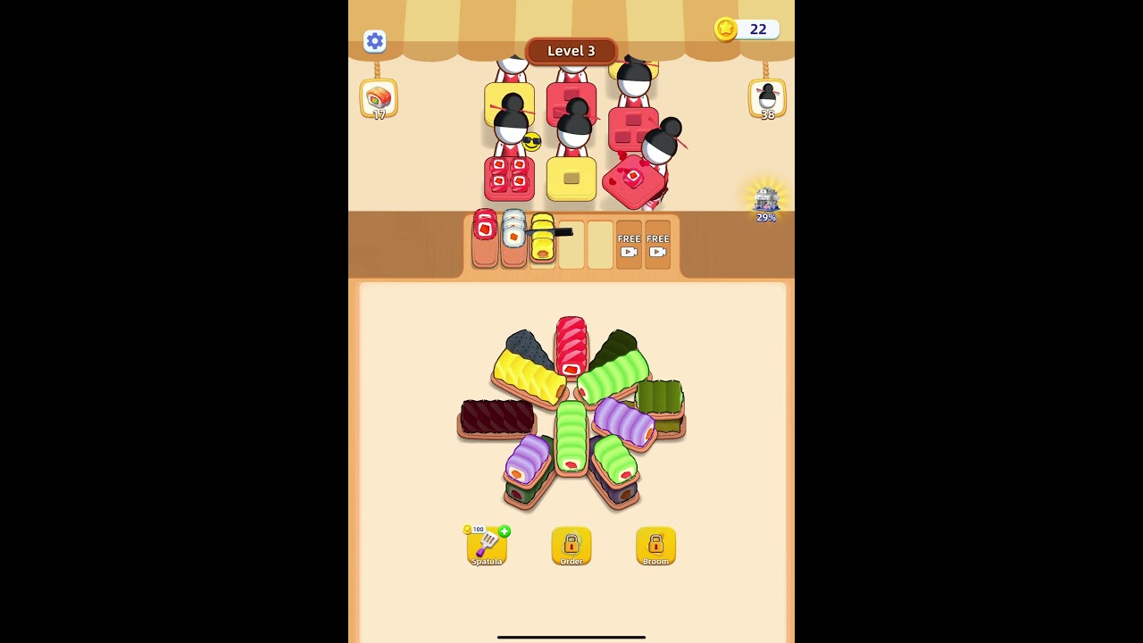 Sushi Sort Level 3 🍣 | Colorful Sorting Puzzle Game