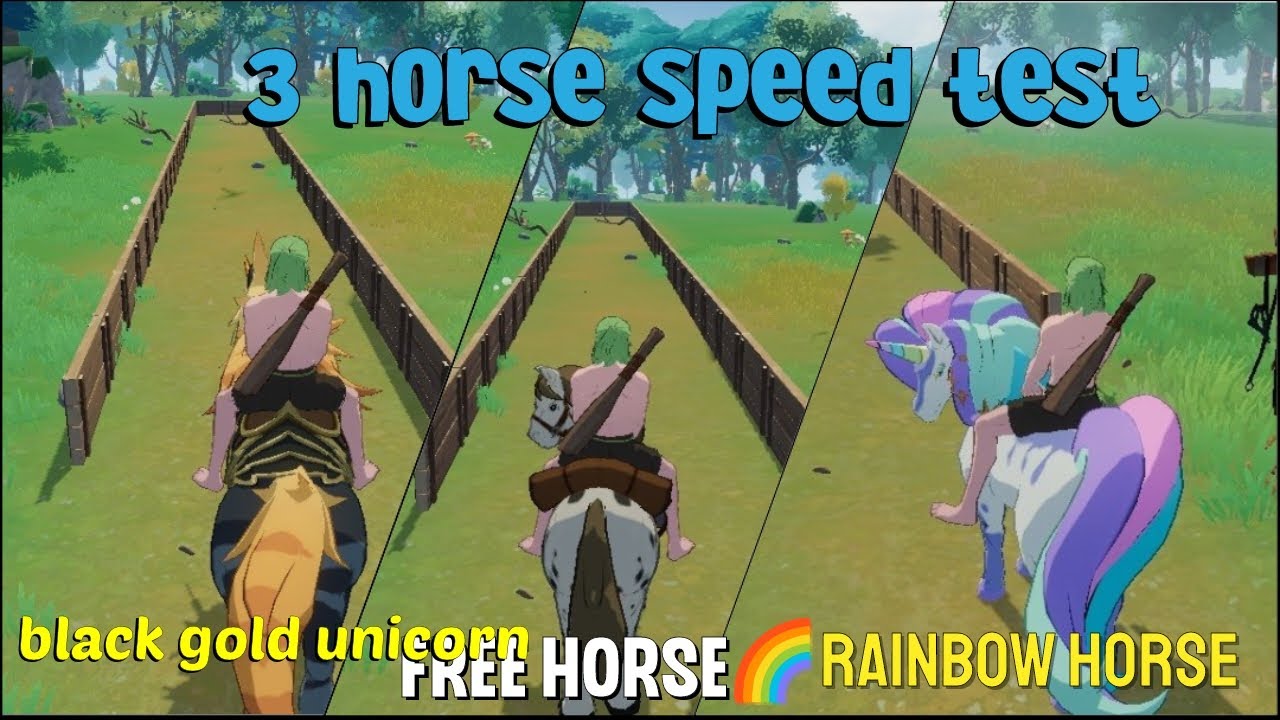 dawnlands:- all 3 horse speed test(rainbow 🦄unicorn)