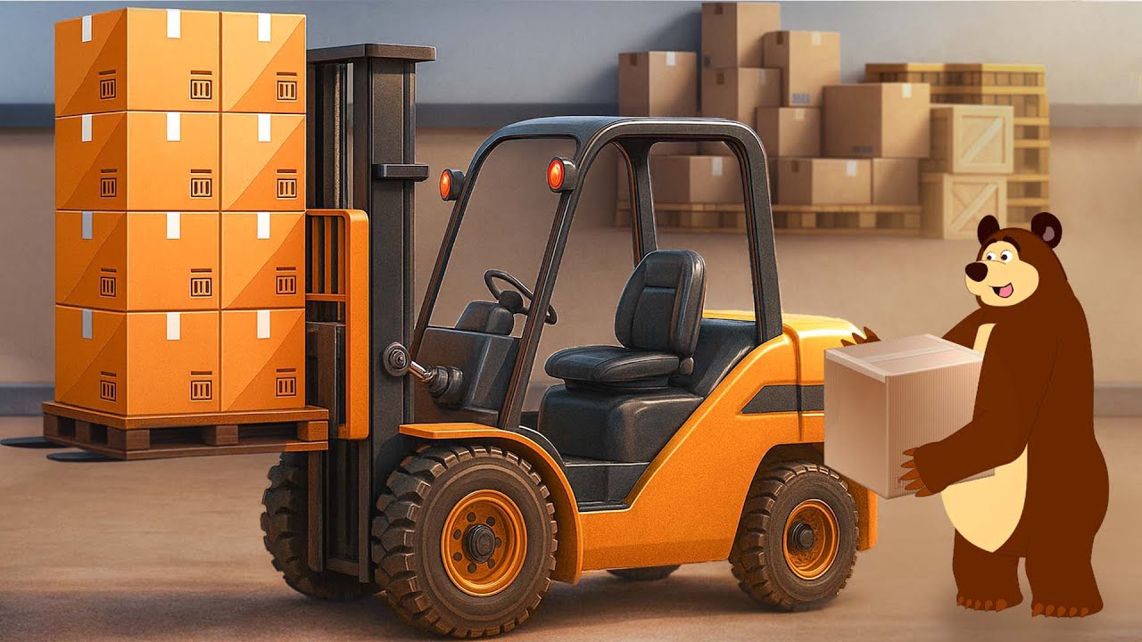 Bear and Forklift in Action: Working Together in the Warehouse! 🚛🐻 | Bear's Big Garage