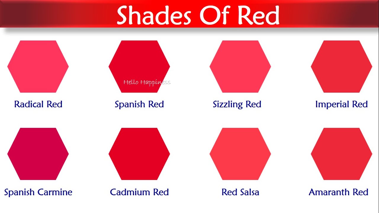 Shades of Red Color With Names | Red Color Shades With Their Name And Image #color #red #colours