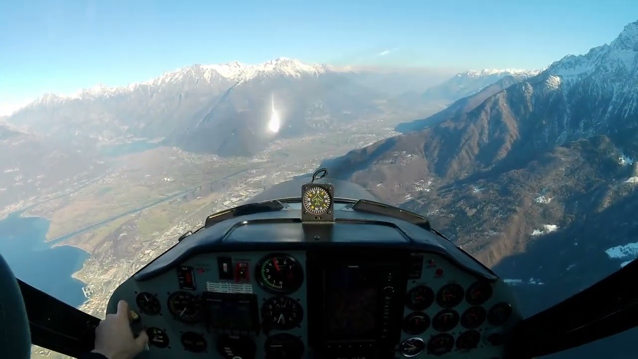 16X - Tecnam P92 - Flying over Como's lake, first time landing in Sondrio Caiolo Airport LILO RWY 29