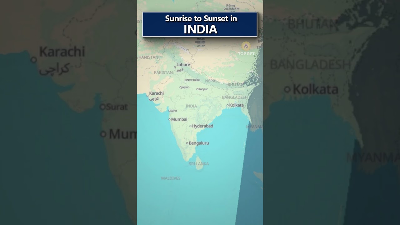 Sunrise to sunset views on Indian map 3D