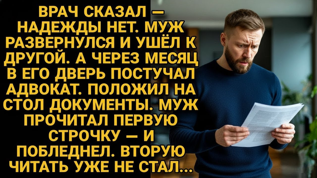 Надежды нет — сказал врач. Муж ушёл в тот же день. Но он не знал, что это его приговор...
