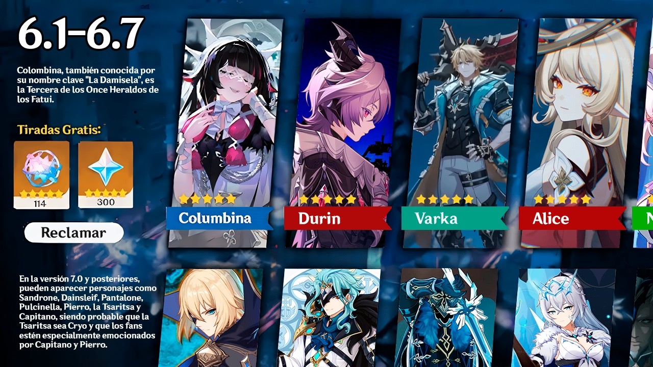 NUEVA NOTICIA! TODOS LOS BANNERS DESDE 6.1 A 6.7! Columbina, Durin, Varka, Alice - Genshin Impact