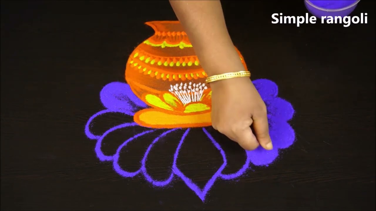 Pongal special Rangoli design | bhogi muggulu 2024 | Simple pongal pot rangoli designs