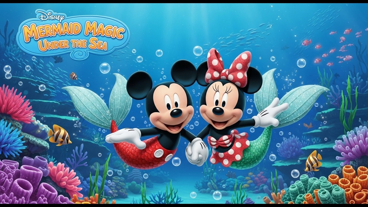 Mickey Mouse and Minnie Mouse Under the Sparkling Sea