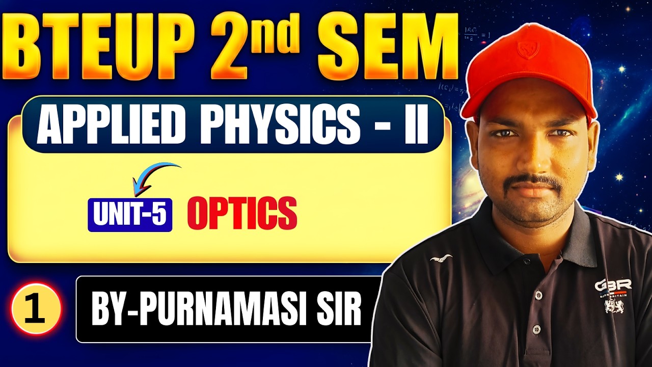Applied Physics-II |Unit-5 |Lec-1 | Optics | Polytechnic 2nd Semester By Purnmasi Sir