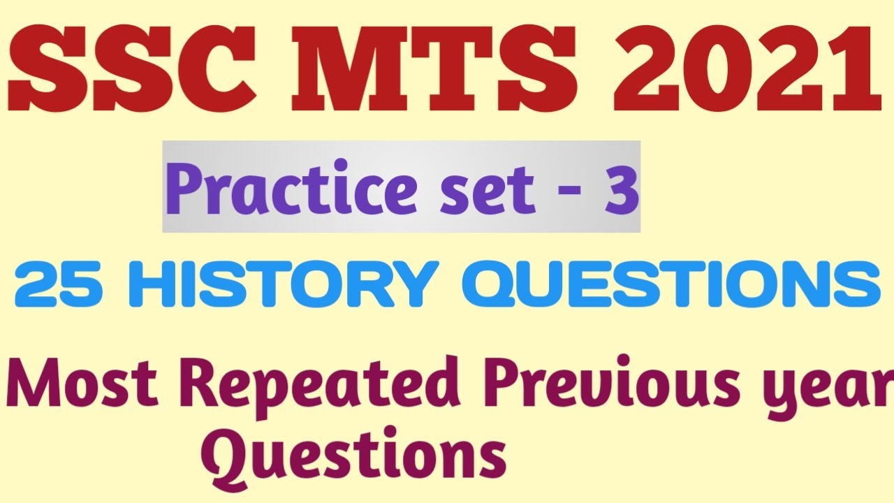 SSC History Most Repeated Previous year Questions |SSC MTS History repeated Questions|