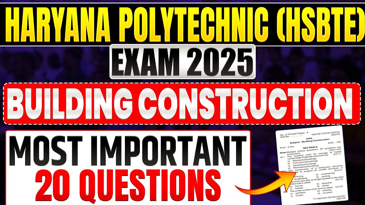 Building Construction Most Important Question ll HSBTE exam important questions 