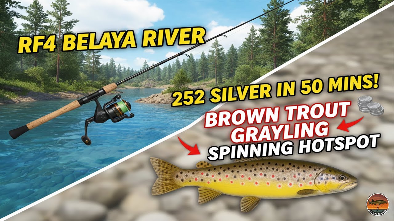 RF4 Belaya River: 250+ Silver in 50 Mins! 💸 Brown Trout & Grayling Spinning Spot 🌲