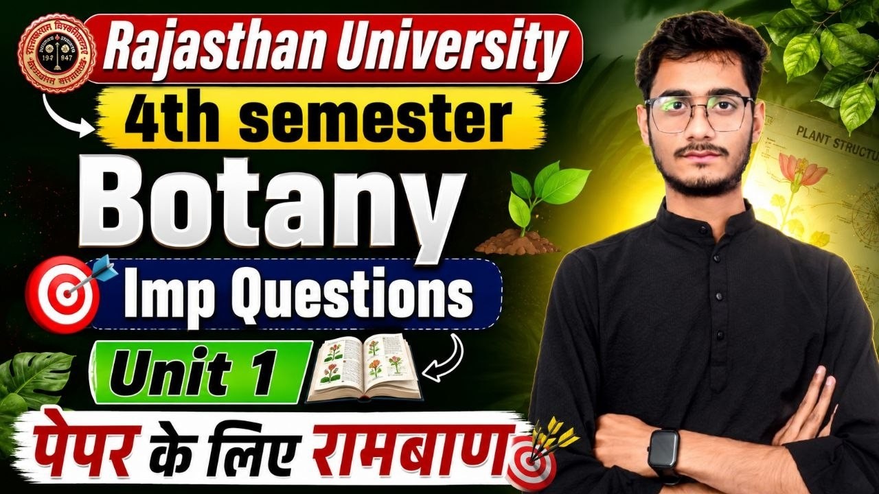 Rajasthan University Botany Unit 1 Important Questions | 4th Semester Exam 2026