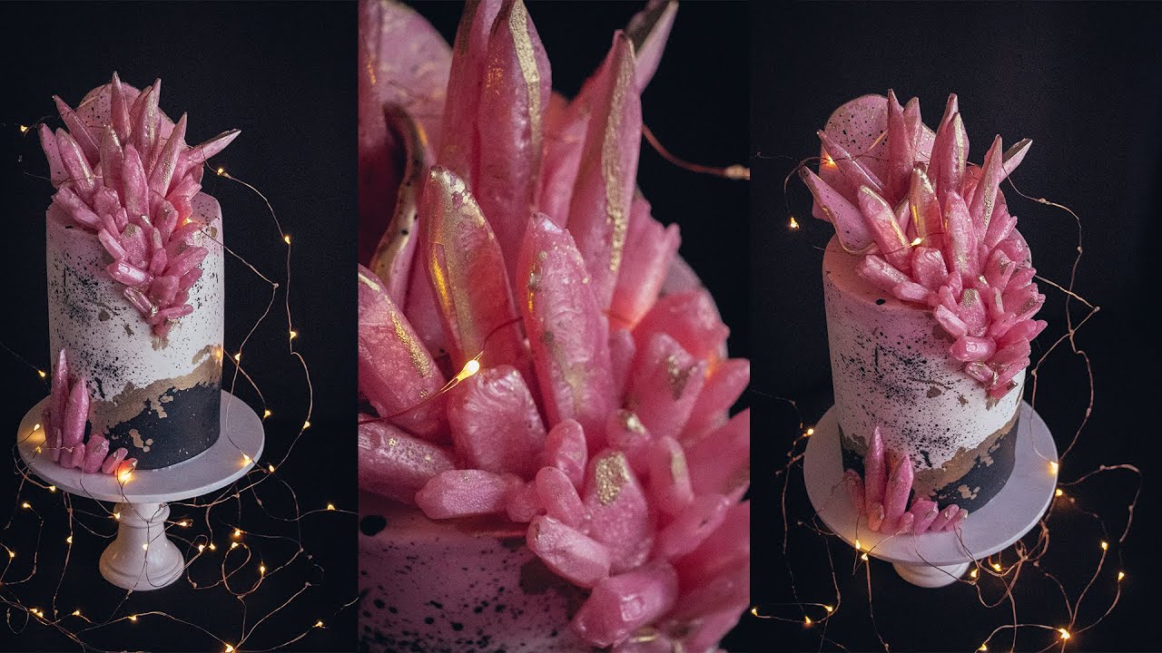 Pink Isomalt Crystal Cake!