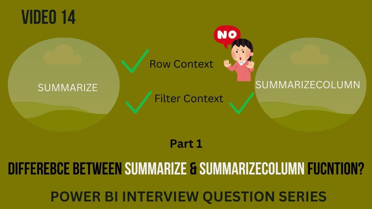Difference between Summarize & SummarizeColumn Function?| Part 1| PowerBI Interview Questions Series