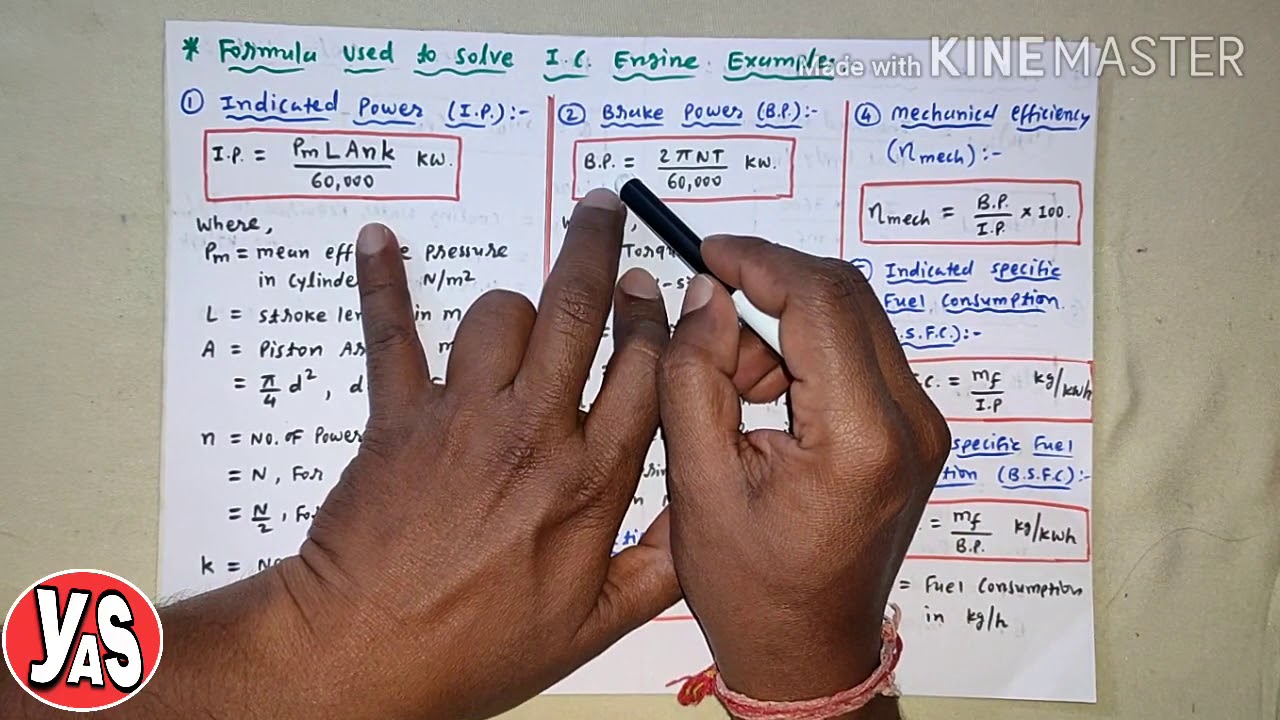 [HINDI] Formula to solve IC ENGINE examples.