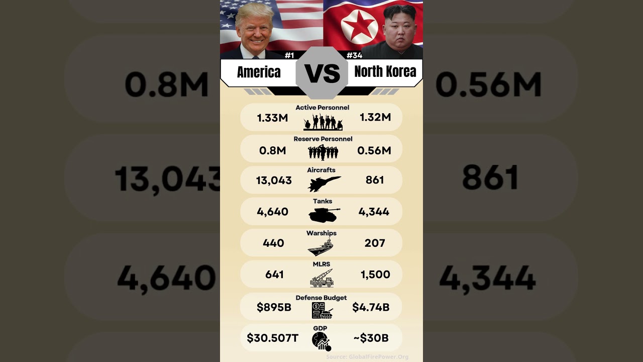 America vs North Korea Military Power Comparison 2025 #usa #northkorea