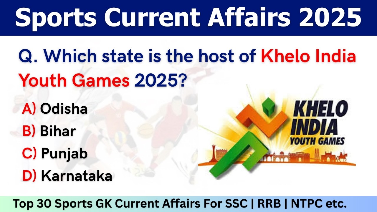 Top 30 Sports GK Current Affairs 2025 | Sports Current Affairs 2025 | Important GK MCQs