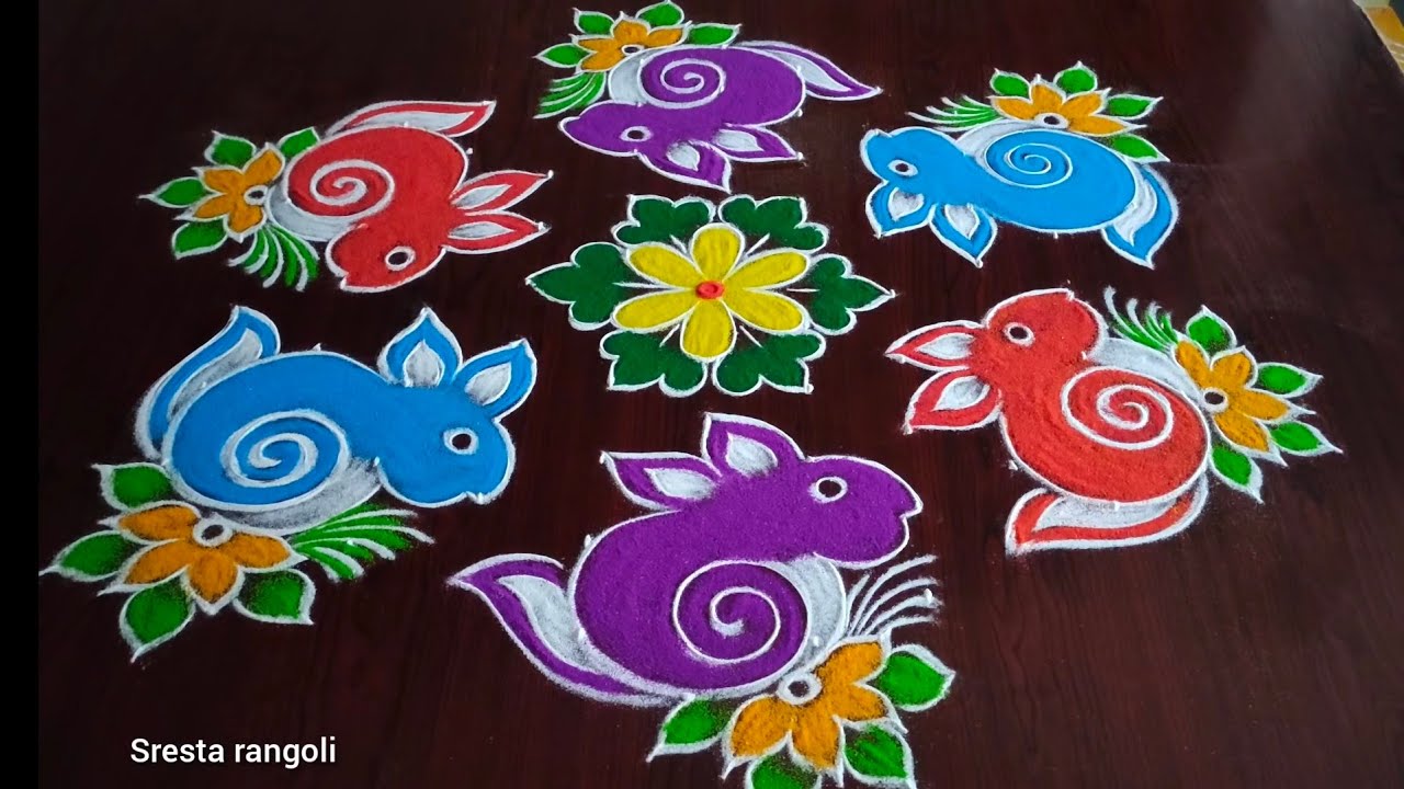 Sankranthi chukkala muggulu only (11*6) dots // Rabit rangoli design //