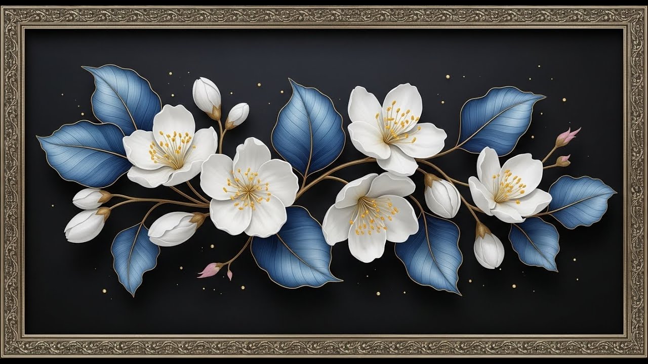 Modern Floral Wall Panel Design 🌸 | Luxury TV Frame Art | Elegant Home Decor #TVFrameArt #FloralArt