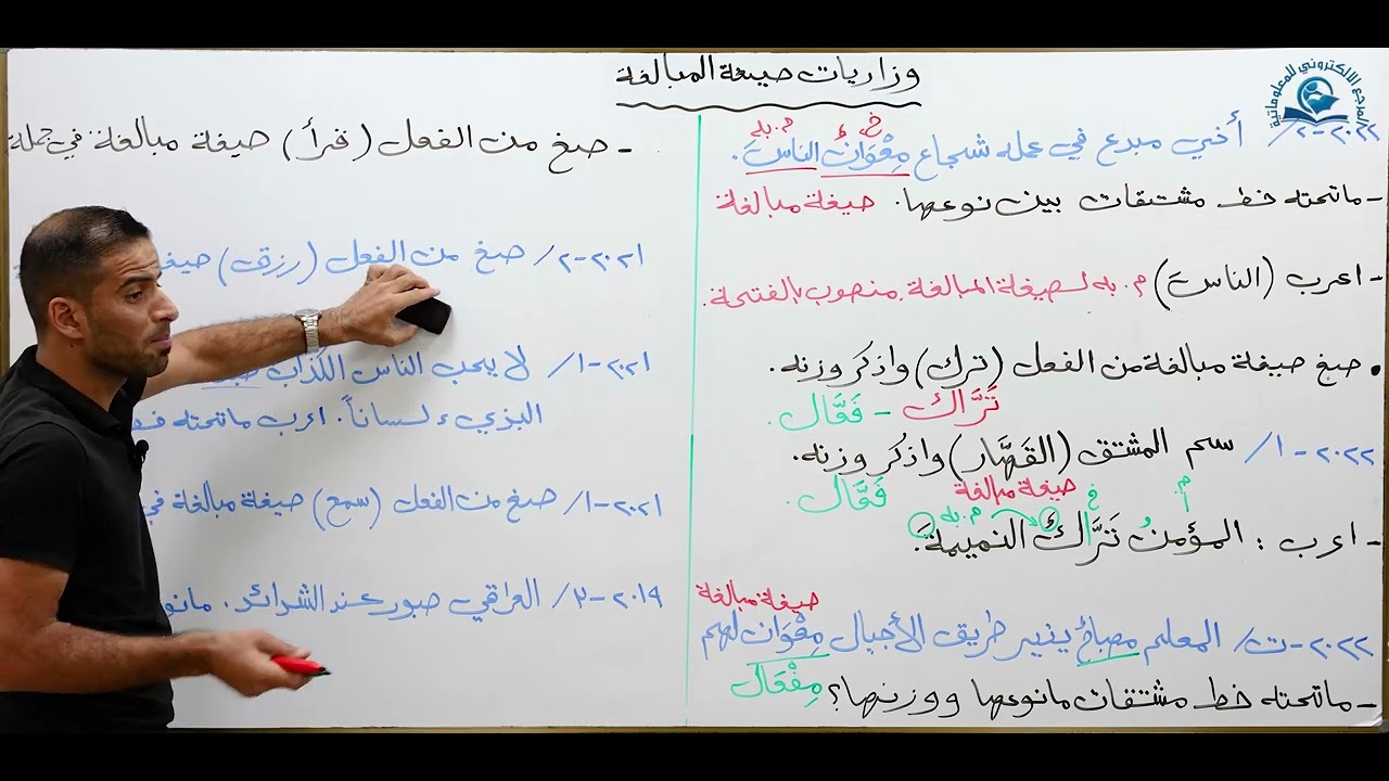 مادة اللغة العربية للصف الثالث متوسط : وزاريات صيغة المبالغة