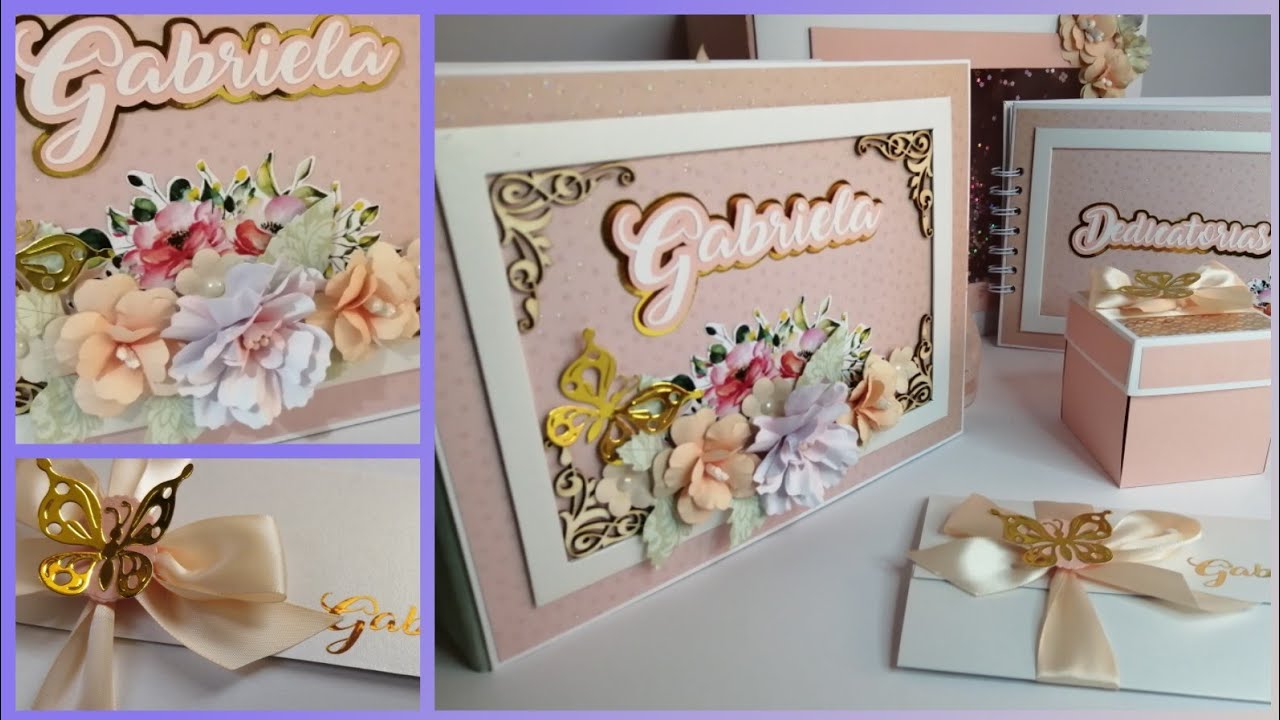 Álbum scrapbook para quinceañera / set completo con invitación y recuerdo