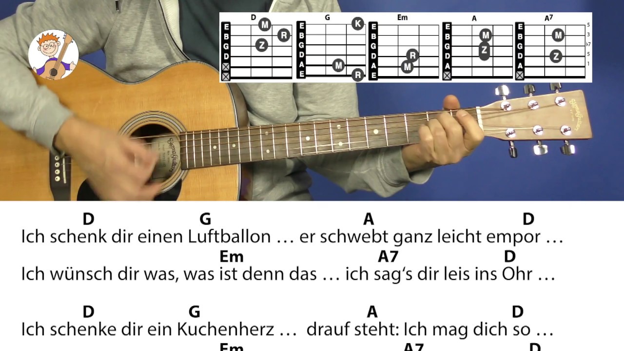 Ich schenk dir einen Regenbogen - Kinderlied, mit Akkorden & Text für Gitarre zum Mitspielen