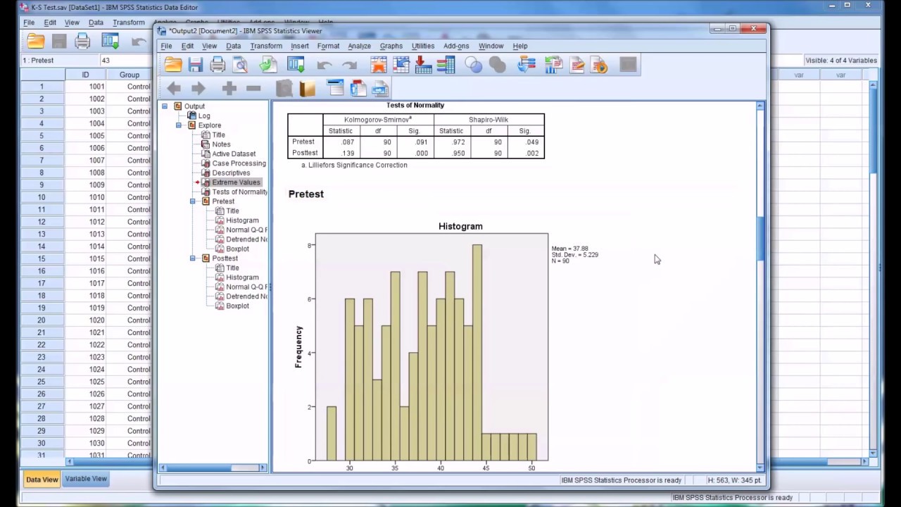 Conducting a Kolmogorov-Smirnov Normality Test (K-S Test) in SPSS