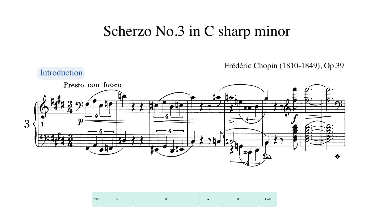 Chopin, Scherzo No.3 in C sharp minor, Op.39 (Artur Rubinstein)