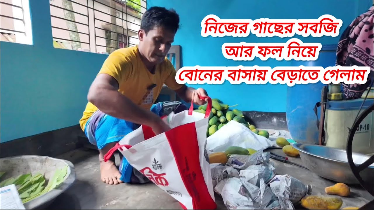 নিজের গাছের সবজি আর ফল নিয়ে বোনের বাসায় বেড়াতে গেলাম