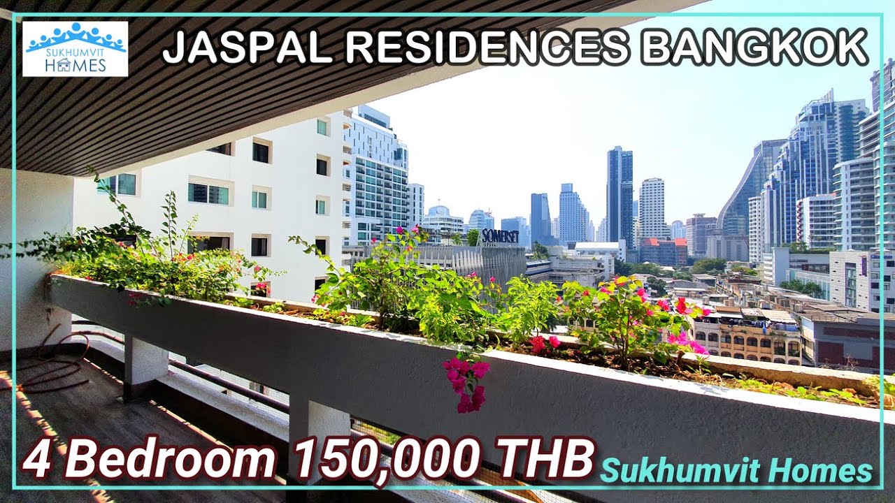 Spacious renovated 4 bedroom apartment for rent at Asoke BTS Bangkok Jaspal Residential nice balcony